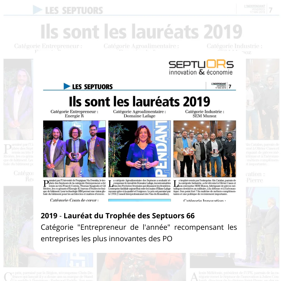 INNOVATIONS ET BIM - vignettes pour site web lauréats septuors Lauréat Trophée Septuors 66 2019 - ENERGIE R BET INNOVATIONS ET BIM