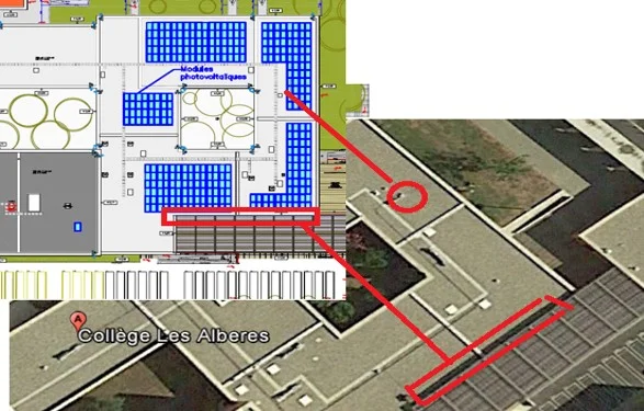 Plan installation photovoltaïque sur toiture - Collège Argelès