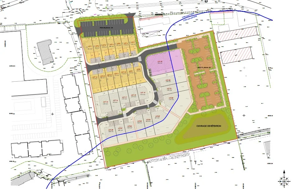 Plan de masse lotissement Saint Mamet à St Esteve construction 26 logements