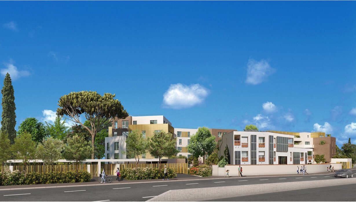 Illustration de l'entrée du projet de construction de la résidence « Campus Alive » de 201 logements à Montpellier