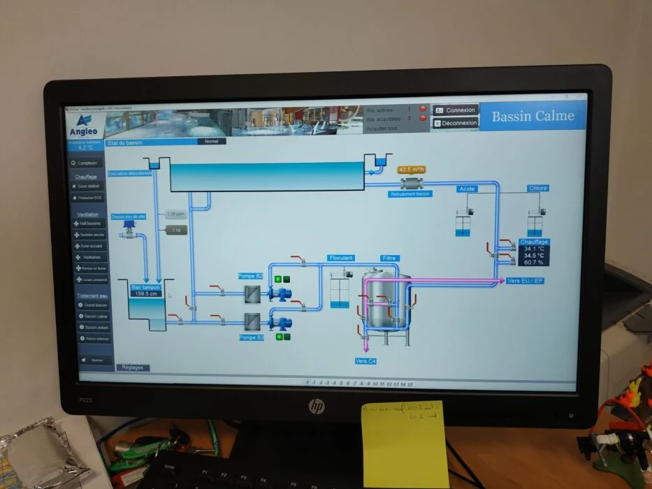Photo logiciel gestion température eau bassins Angleo