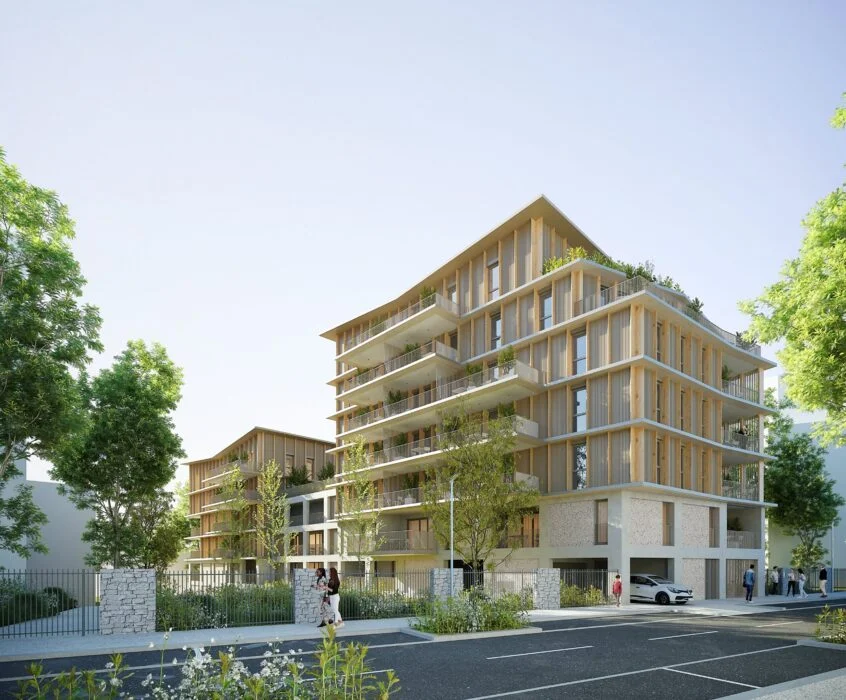 Perspective du projet de construction 56 Logements Aidés - Concours Rue Pinville à Montpellier