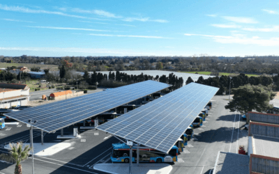 Création d’une station d’avitaillement électrique avec ombrières photovoltaïques – dépôt bus Sankeo